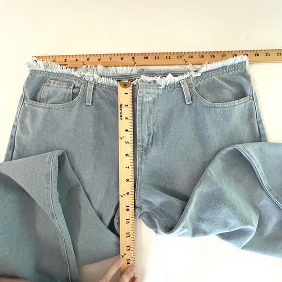 Paris Blues Juniors Frayed Waist Denim Bellbottom Flare Jeans SZ 19 Light Blue - Picture 7 of 9